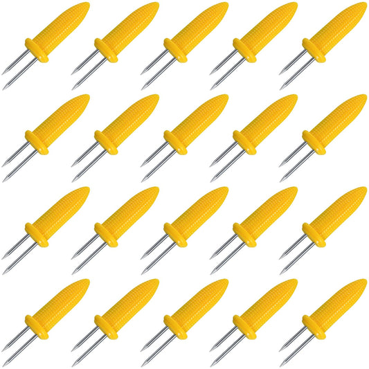 LaoChoes 20 Pcs Stainless Steel Corn Forks Set, Corn Holders, Corn on The Cob Holders, Corn Skewers, Perfect for Fresh Corn on The Cob,BBQ Fork
