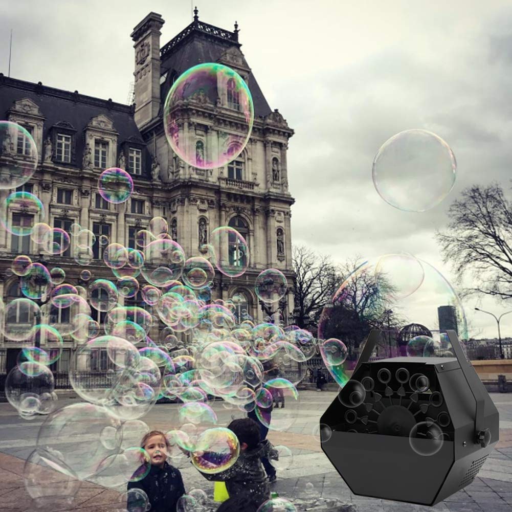 ATDAWN Metal Portable Bubbles Machine, Professional Automatic Bubble Maker with High Output for Outdoor/Indoor Use, Wireless Remote Control (Black)