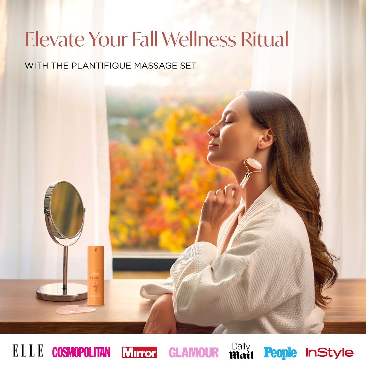 PLANTIFIQUE Rose Quartz Face Roller and Rose Quartz Gua Sha Set - Certified Rose Quartz Roller and Gua Sha Set - Face Rollers for Women for Your Skincare Routine