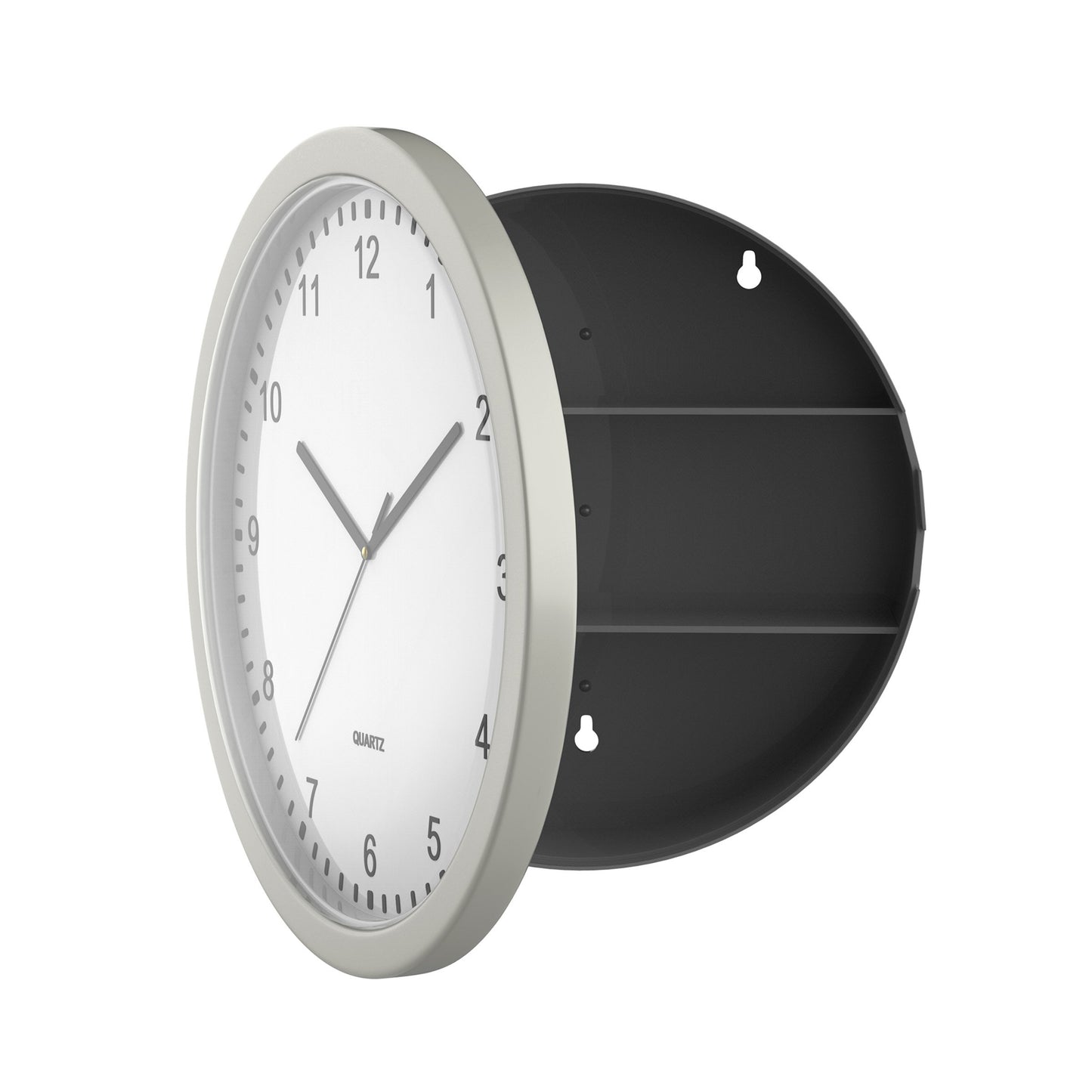 Clock Safe:10-Inch Battery-Operated Analog Clock with Hidden Wall Safe for Jewelry, Cash, Valuables, and More by Trademark Home (Silver)