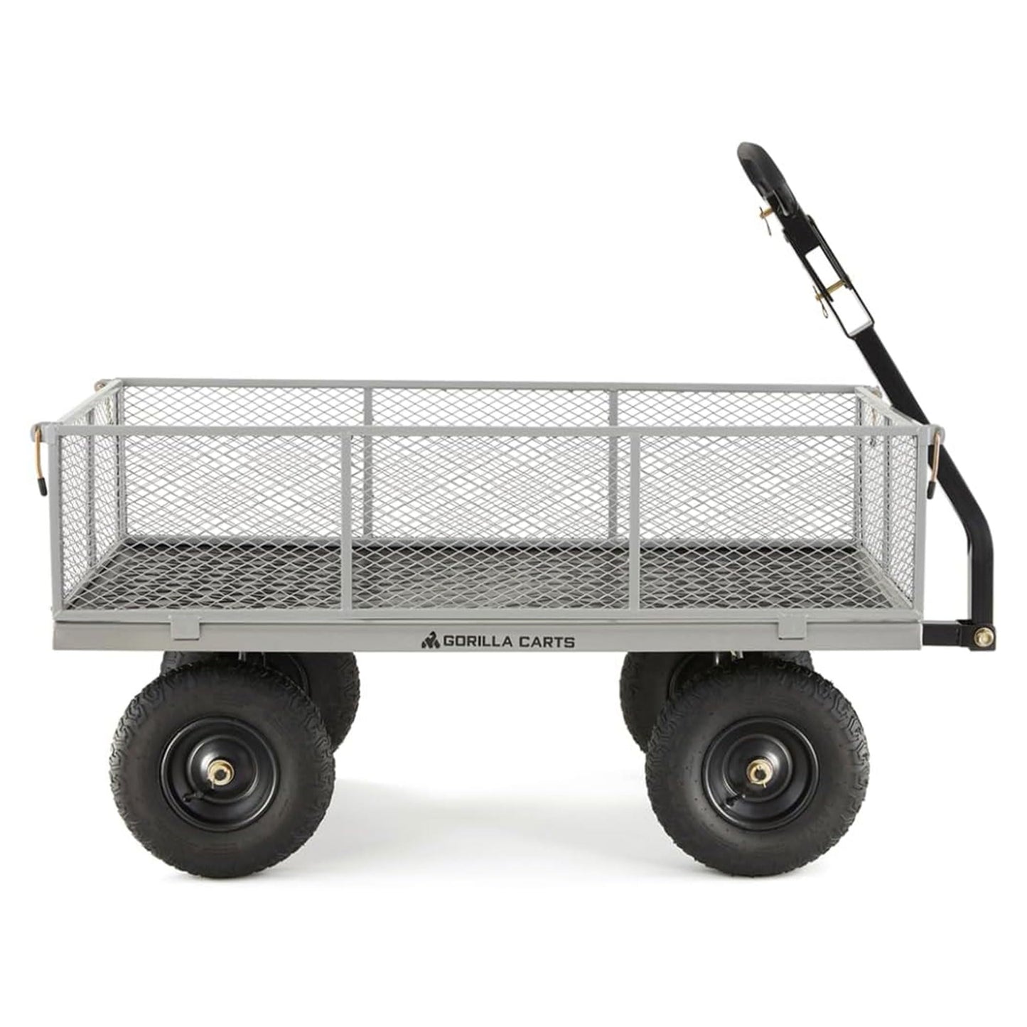Gorilla Carts 1000 Pound Capacity Heavy Duty Steel Mesh Versatile Utility Wagon Cart with Easy Grip Handle for Outdoor Hauling and Gardening, Gray