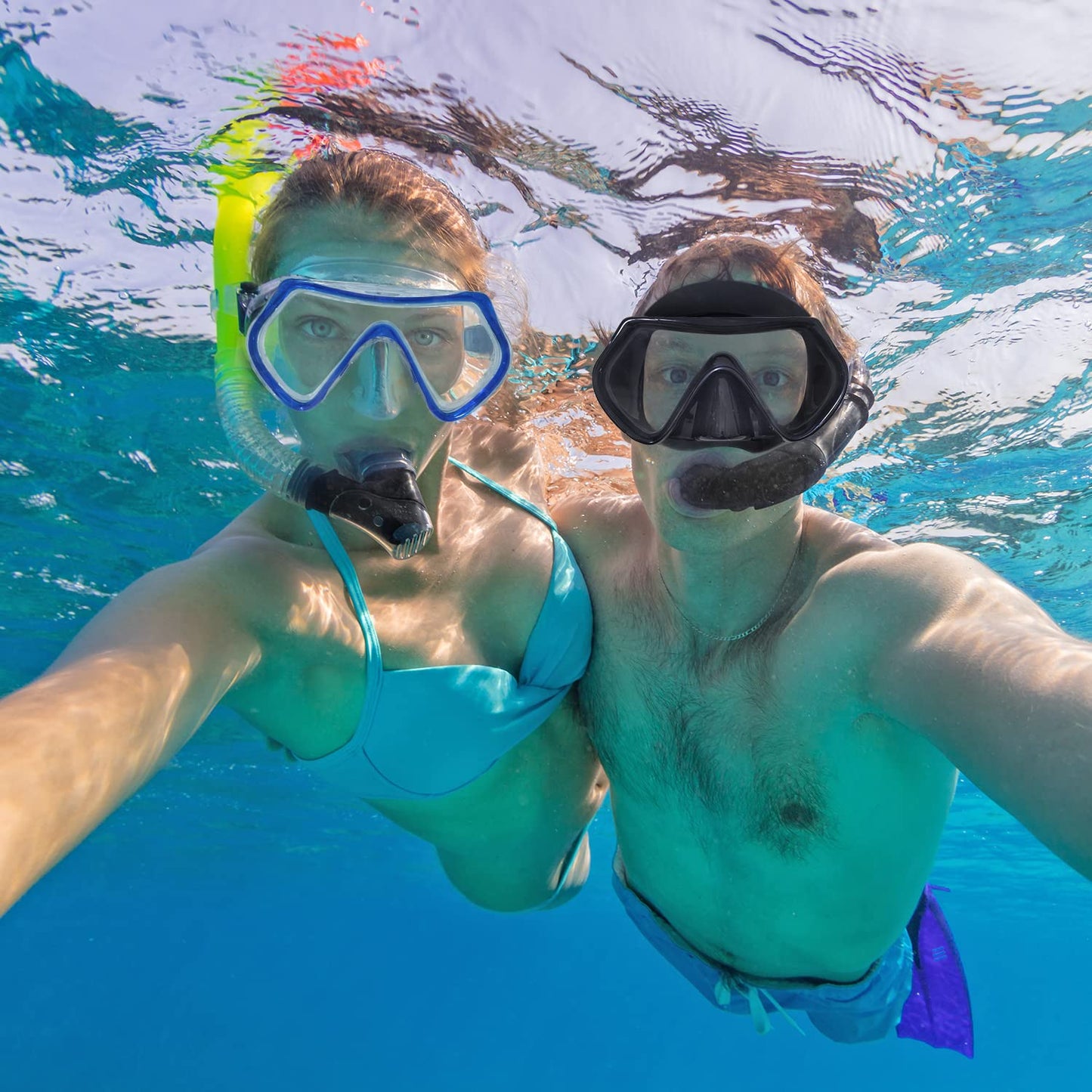 Supertrip Snorkel Mask Adult Swimming Goggles with Nose Cover for Men Women Youth, 180°Clear View Scuba Swim Mask (Black)