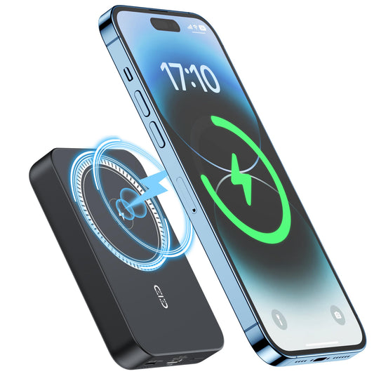 NOHON Wireless Charger Portable Mag-Safe-Battery Pack: 10000mAh Power Bank PD 20W Fast Charging with USB-C Cable, External Powerbank for Mag-Safe, for iPhone 15 14 13 12 Mini Pro Pro Max (Black)