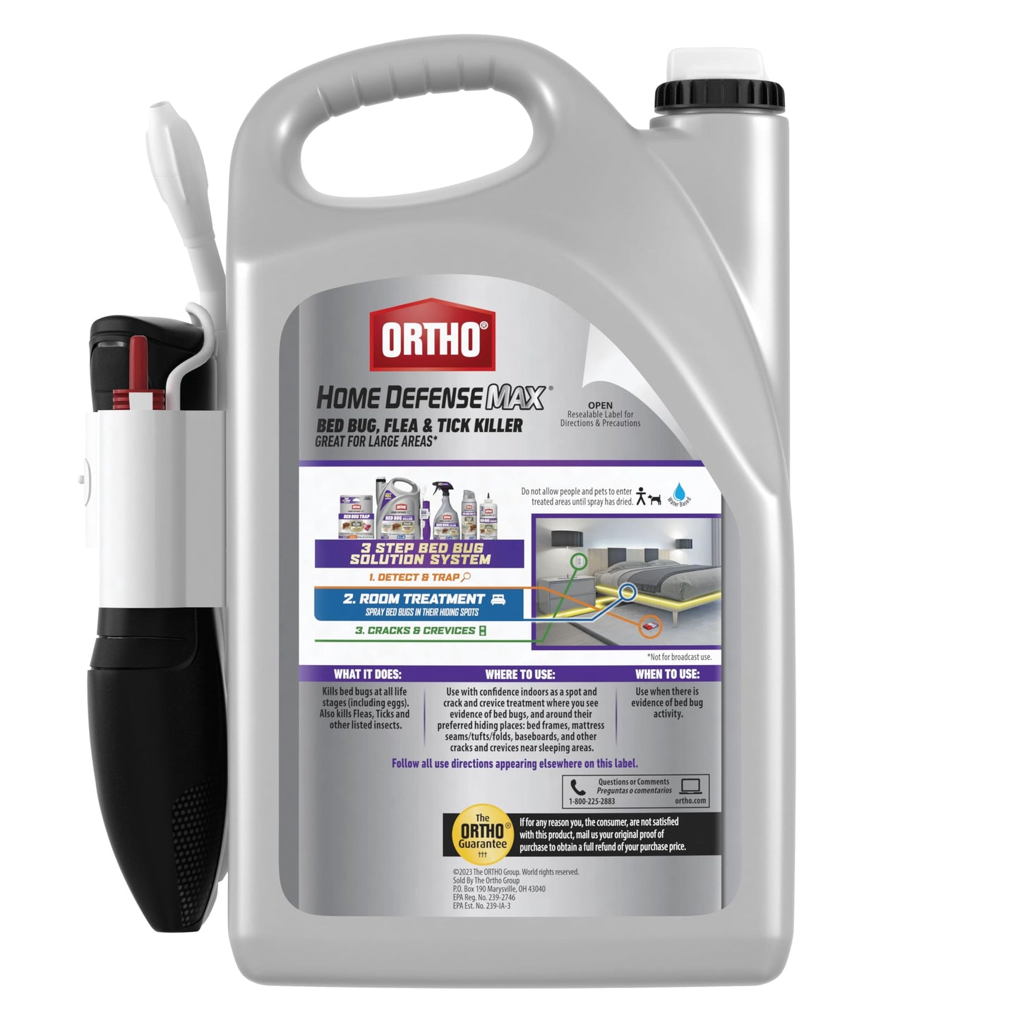 Ortho Home Defense Max Bed Bug, Flea and Tick Killer - With Ready-to-Use Comfort Wand, Kills Bed Bugs and Bed Bug Eggs, Bed Bug Spray Also Kills Fleas and Ticks, 1 gal.