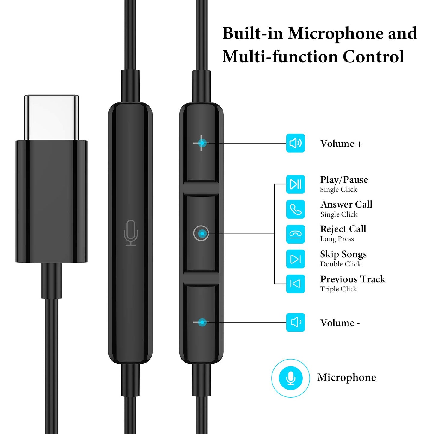 APETOO USB C Headphones for Samsung S24 S23 S22 Ultra S21 FE Note 10+ 20 A53 iPhone 15 16 Pro Max,HiFi Stereo Type C Earphones Wired Earbuds Microphone Volume Control for Galaxy Z Flip Fold 3,OnePlus