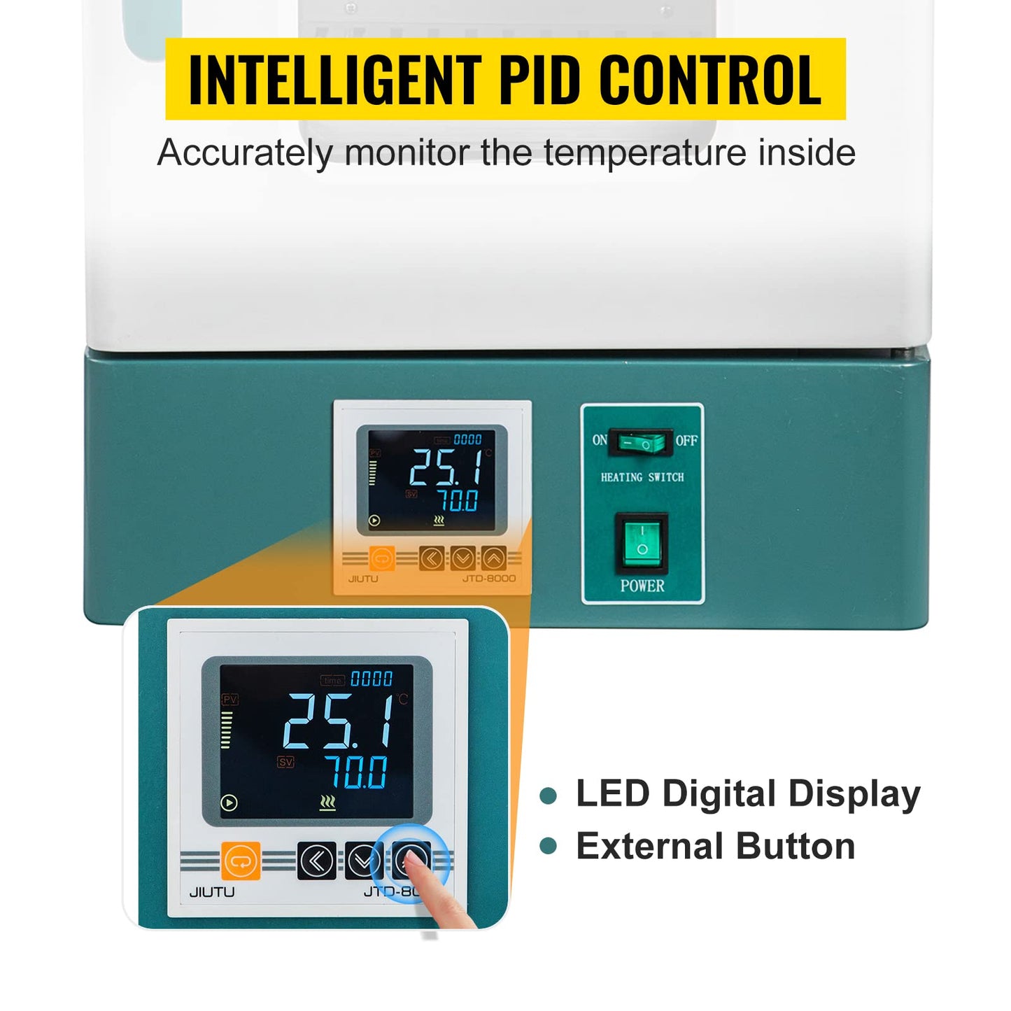 VEVOR Lab Incubator 20L Bacteria Incubator RT-65℃ Scientific Digital Incubator PID Temperature Control Microbiological Laboratory Incubator for Bacterial Culture Seed Germination Medical Science