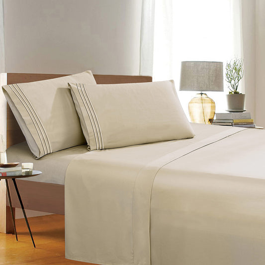 Elegant Comfort 1500 Premier Wrinkle & Fade Resistant Hotel Quality 4-Piece Bed Sheet Set Ultra Soft Luxurious Bed Sheet Set Includes Flat Sheet, Fitted Sheet and 2 Pillowcases