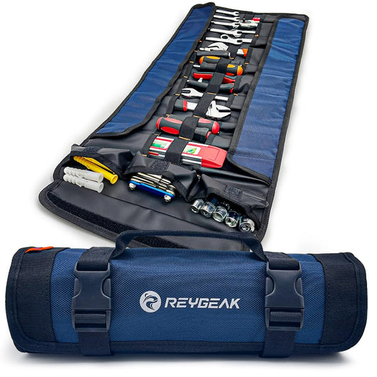 reygeak 25 Pocket Tool Roll Organizers,1680D PVC Wrench Tool Roll up Bag,Heavy Duty Roll Up Tool Bag Organizer ELECTRICIAN