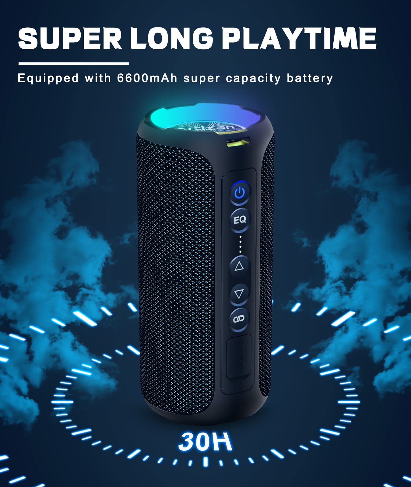 Ortizan Bluetooth Speakers, 40W Loud Portable Wireless Speaker, IPX7 Waterproof Shower Speakers with Bluetooth 5.3, Deep Bass, LED Lights, Stereo Pairing for Home/Party/Outdoor/Beach, Gift Ideas