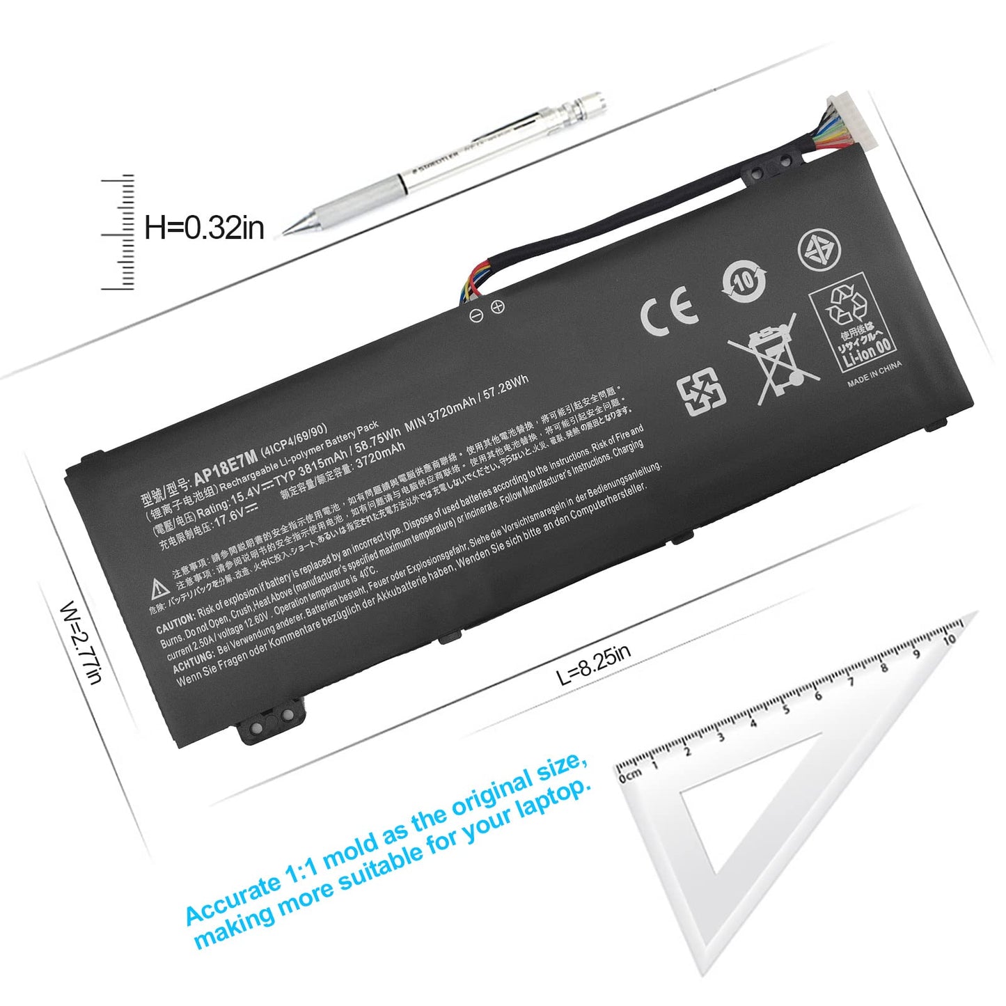 AP18E7M AP18E8M Battery for Acer Nitro 5 AN515-54 AN517-51 AN515-55 AN515-44 AN515-43 Nitro 7 AN715-51 Predator Helios 300 PH315-52 PH317-52 PH317-53,Triton 300 PT315-51 Aspire 7 A715-74G AN515-52