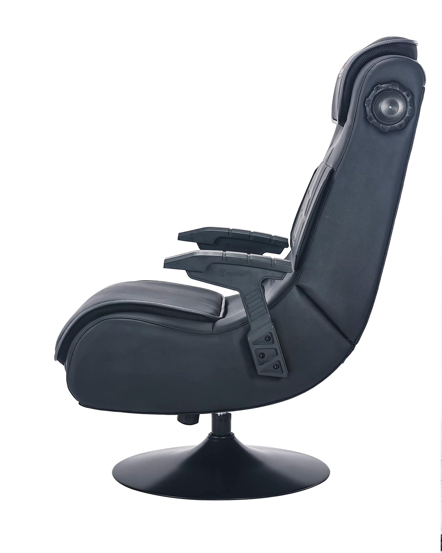 X Rocker Pro Lounging Video Gaming Pedestal Chair with Armrests, Built-In Audio & Vibration via Wireless Bluetooth, Foldable, Vegan Leather, 275 lbs Max, Black