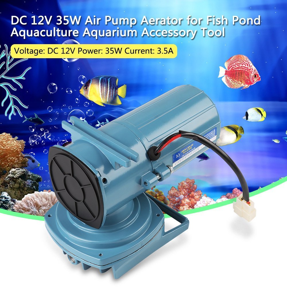 Fdit Air Pump Aerator for Fish Pond Aquaculture Aquarium Accessory Tool Oxygen Supplies DC 12V 35W