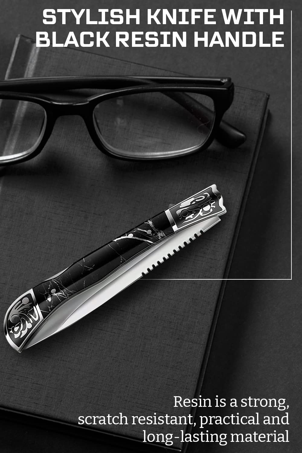 Grand Way Pocket Knife for Men - 4 inch Slim Folding Knife with Back Lock - Cool Design Resin Handle - Best Knives for EDC Outdoor - Best Gifts for Women 806