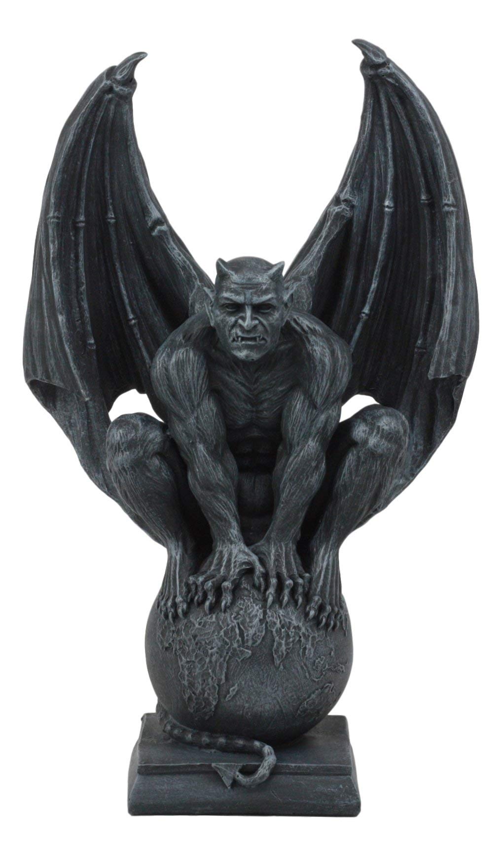 Ebros Devil's Carnal Grip On The World Lucifer Satan Crouching On The Globe Statue 11.75" Tall Occultic Church of Satan Apocalyptic Sculpture