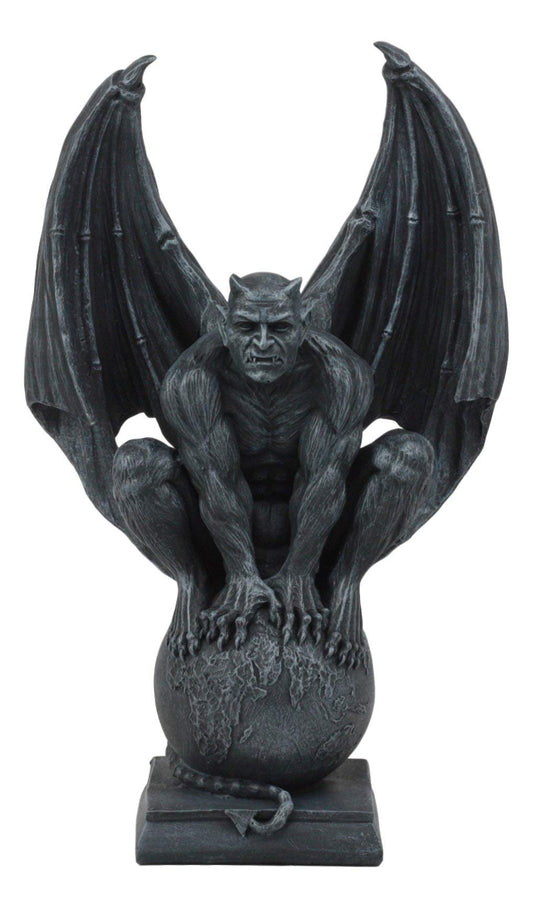 Ebros Devil's Carnal Grip On The World Lucifer Satan Crouching On The Globe Statue 11.75" Tall Occultic Church of Satan Apocalyptic Sculpture