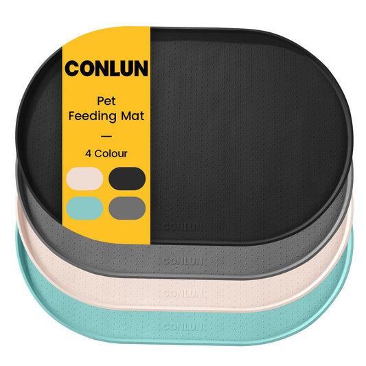 Conlun Silicone Dog Food Mat, Waterproof Rubber Pet Feeding Mat for Dog and Cat, Anti-Slip Dog Cat Bowl Mat with Raised Edge, Avoid Water Or Food Spilling Out, Dishwasher Safe