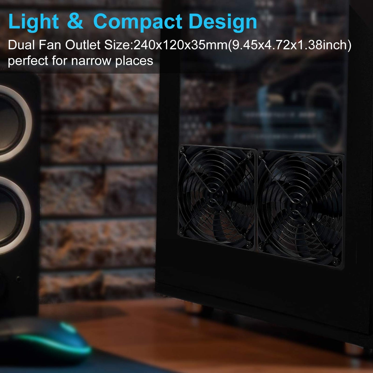 SXDOOL Dual 120mm DC 5V USB Computer Cooling Fan with Speed Controller, Ventilator Fan Compatible for Router Receiver DVR PlayStation Xbox Desk Computer Cabinet Silent Quiet Cooler