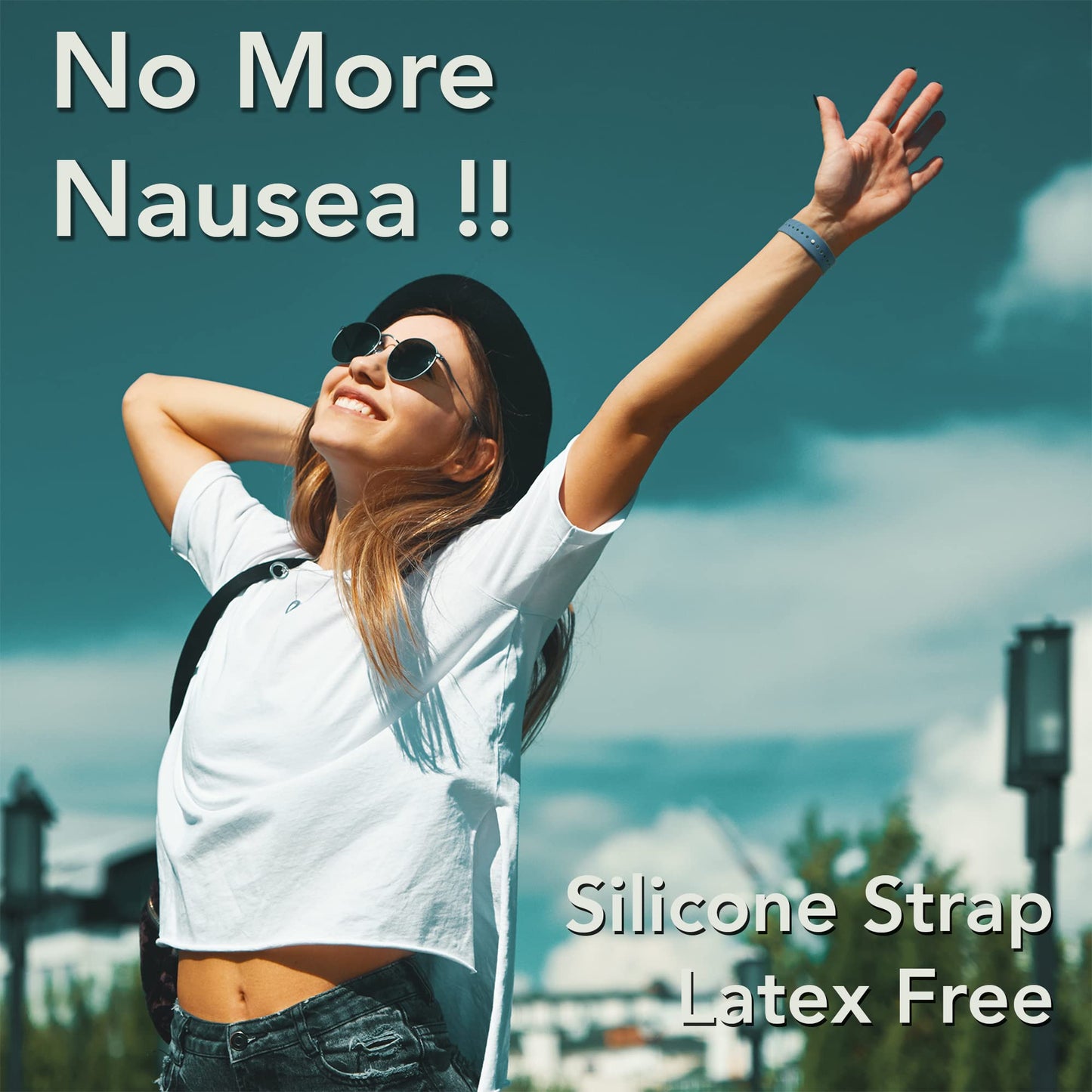 Otsuo Nausea Relief Wristband for Motion and Sea Sickness | Anti-Nausea Acupressure Bands for Morning Sickness | Sea Bands for Motion Sickness Relief. (Inky Black)