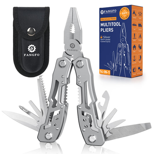 14-In-1 Multitool Pliers，Premium Portable Multi Tool ，with Safety Locking Professional Stainless Steel Multitool Pliers Pocket Knife,Apply to Survival
