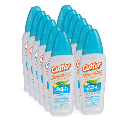 Cutter Skinsations Insect Repellent (12 Pack), Mosquito Repellent, Repels Mosquitos, Ticks, Gnats, Fleas, 7% DEET, 6 fl Ounce (Pump Spray)
