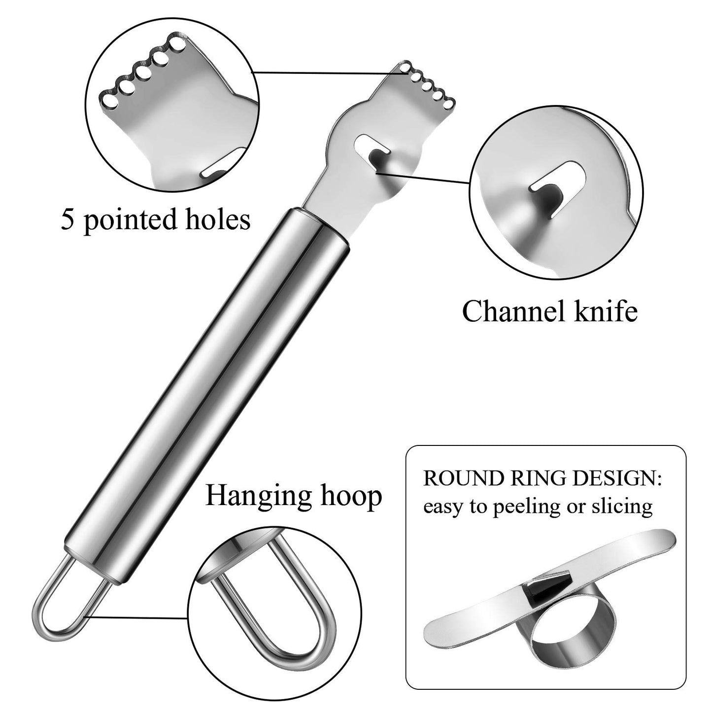 4 Pieces Lemon Zest Peeler for Cocktails Stainless Steel Orange Rind Peeler Tool Orange Citrus Twist Peeler with Channel Knife Kitchen Accessories