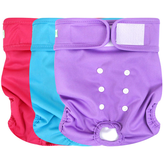 wegreeco Washable Reusable Premium Female Dog Diapers, Small Medium Large Size,for Female Dog, Pack of 3,Small Dog Doggie Puppy & Doggy Diapers Female,Dog Period Panties Diapers Female in Heat