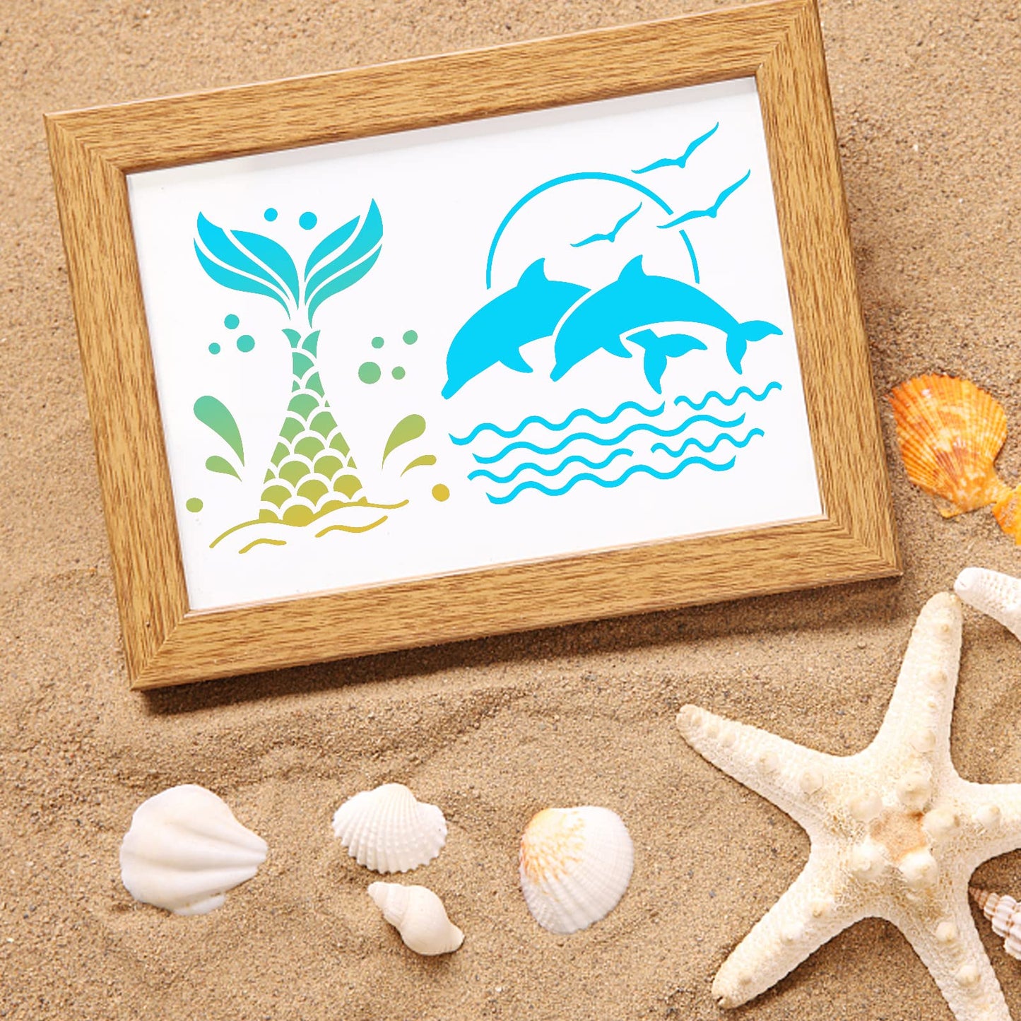 DZXCYZ 80 Pcs 3 x 3 Inch Stencils for Painting on Wood, Reusable Sea Ocean Creatures Stencils Mermaid Stencils Dolphin Shark Plastic Stencils DIY Craft Template Paint Stencils Set for Wall Home Decor