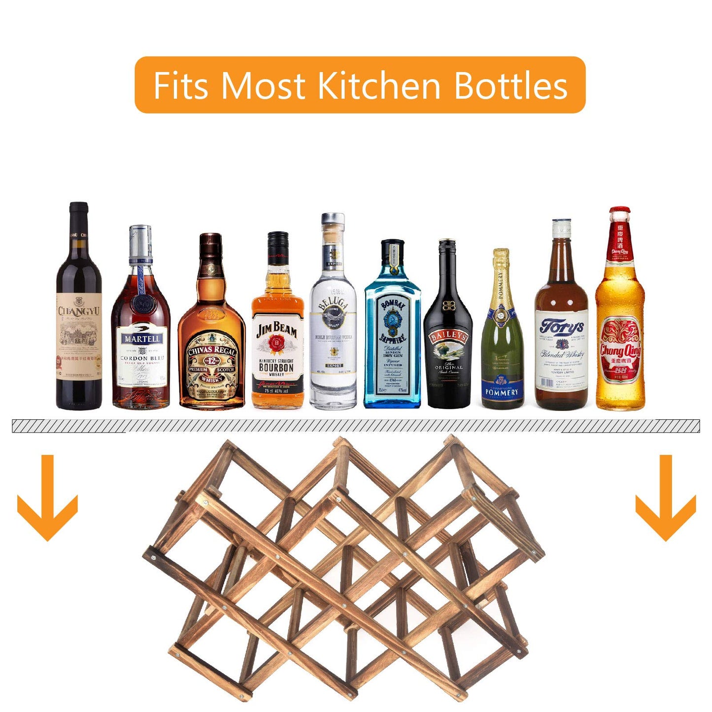 Callenbach Wine Rack Countertop, Wine Bottle Holder Table Wine Racks Freestanding Floor, Wooden Foldable 10 Bottles Wine Storage for Wine Cabinet, Home Kitchen, Dining Room, Pantry, Wine Cellar, Bar