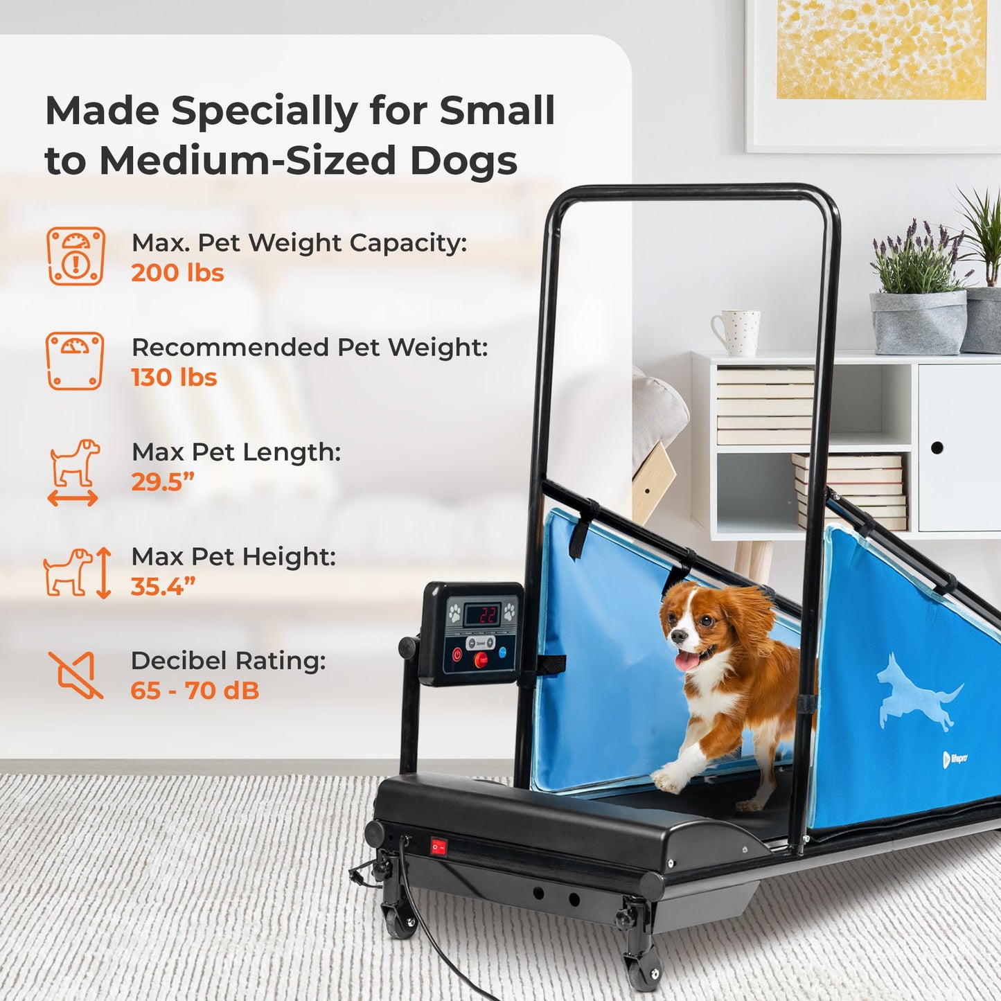 Lifepro PawRunner Dog Treadmill for Small Dogs, Dog Treadmill for Medium Dogs, Pet Treadmill for Dogs up to 130lbs, Dog Pacer Treadmill Indoor Dog Running Machine, Small Dog Treadmill for Dog Fitness
