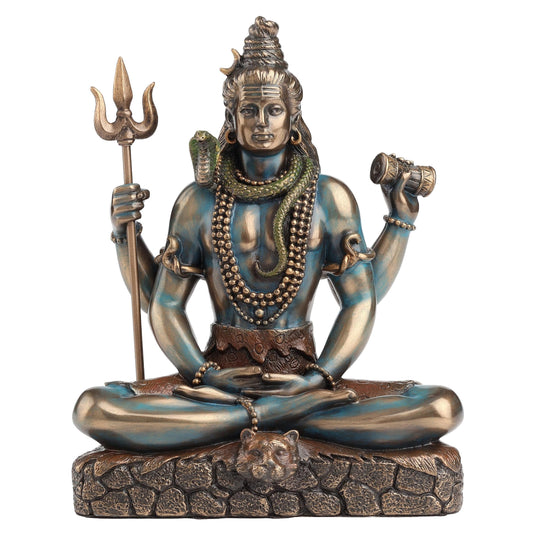 Veronese Design 6 1/4 Inch Lord Shiva in Lotus Pose Hindu God Destroyer of Evil Resin Statue Bronze Finish