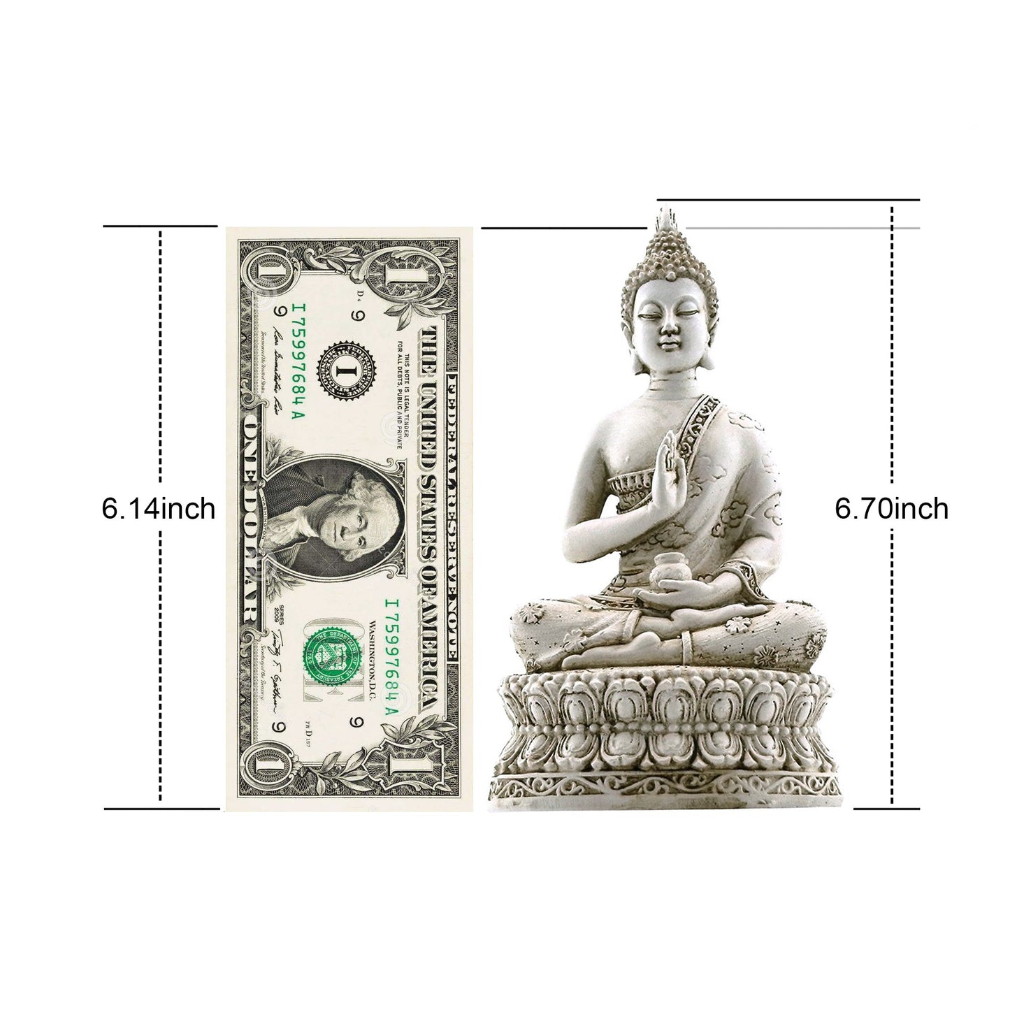 Ornerx Thai Sitting Buddha Statue for Home Decor Ivory 6.7 "