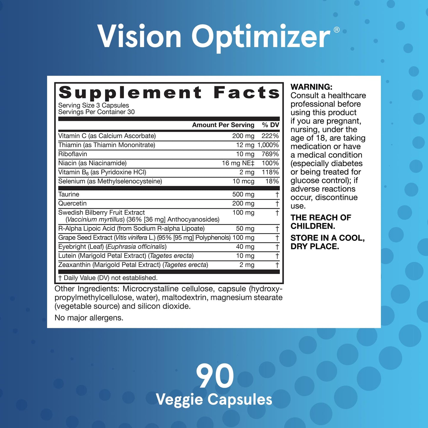 Jarrow Formulas Vision Optimizer, Dietary Supplement, Vision Complex, Supports Visual Function, 90 Capsules, Up to a 30 Day Supply