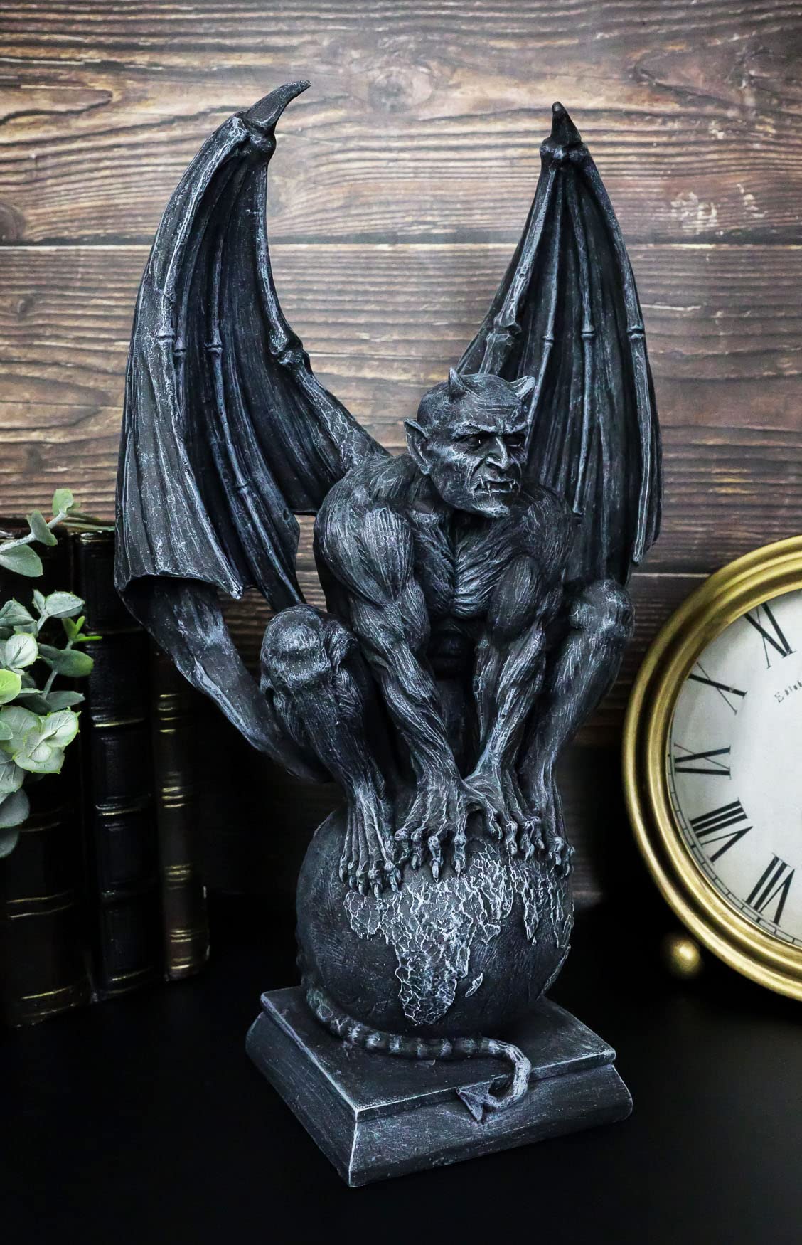 Ebros Devil's Carnal Grip On The World Lucifer Satan Crouching On The Globe Statue 11.75" Tall Occultic Church of Satan Apocalyptic Sculpture