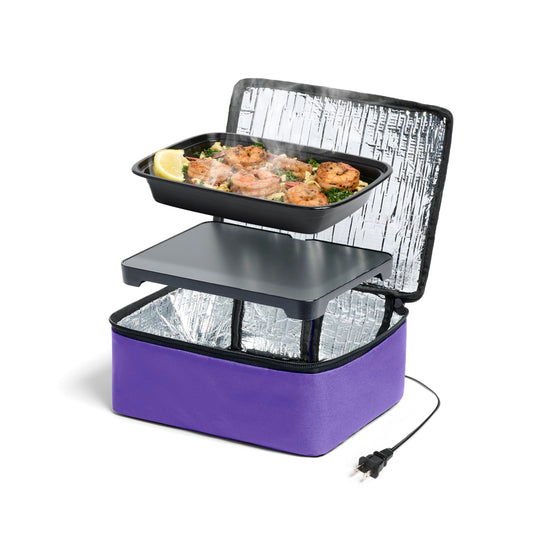 HotLogic Mini Portable Electric Lunch Box Food Heater - Innovative Food Warmer and Heated Lunch Box for Adults Car/Home - Easily Cook, Reheat, and Keep Your Food Warm - Purple (120V)