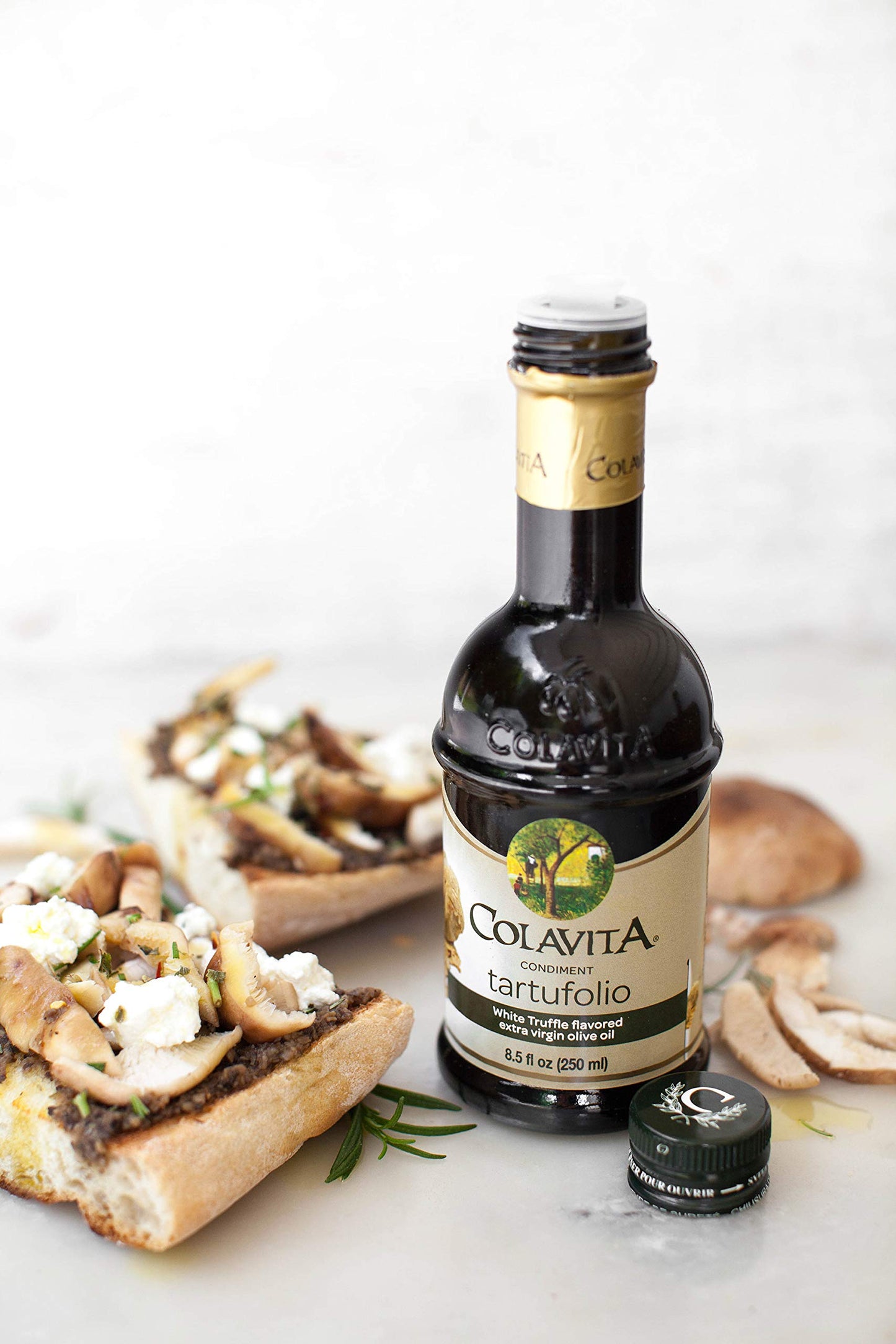 Colavita Flavored EVOO - Tartufolio Condiment, White Truffle Flavored Extra Virgin Olive Oil, 8.5oz Glass Bottle