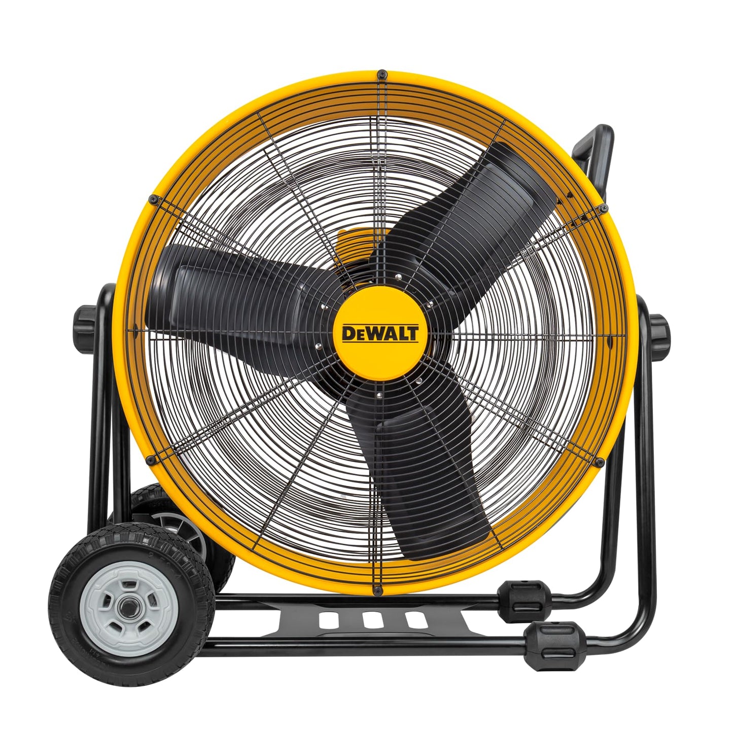 DEWALT DXF2490 High Velocity Fan, Floor Fan, Industrial Fan, 24 Inch Large Electric Metal Rotating Garage Fan with 360° Adjustable Tilt & Large Wheel, Drum Fan for Outdoor, House and Warehouse, Yellow