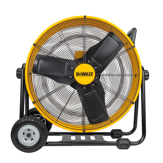 DEWALT DXF2490 High Velocity Fan, Floor Fan, Industrial Fan, 24 Inch Large Electric Metal Rotating Garage Fan with 360° Adjustable Tilt & Large Wheel, Drum Fan for Outdoor, House and Warehouse, Yellow