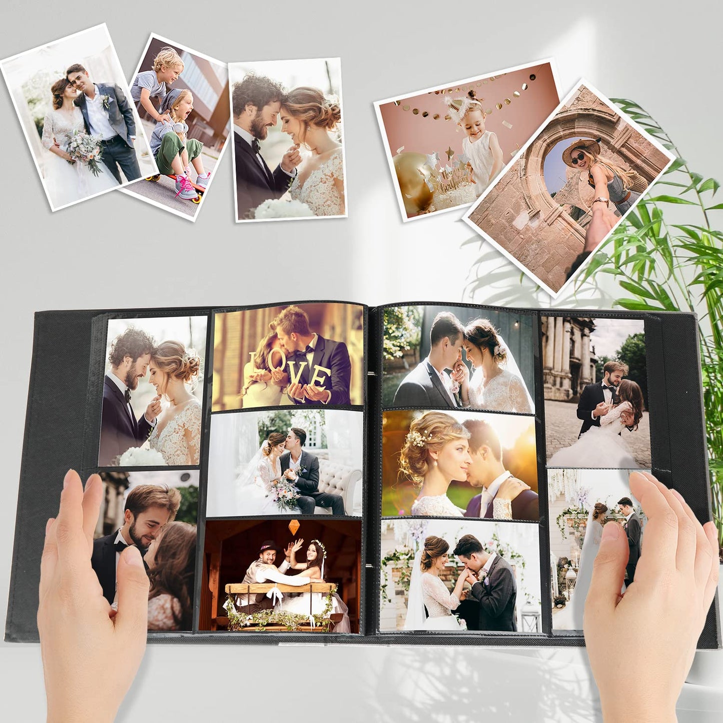 Artmag Photo Album 4x6 1000 Photos, Large Capacity Wedding Family Leather Cover Picture Albums Holds Horizontal and Vertical 4x6 photos with Black Pages(Brown)