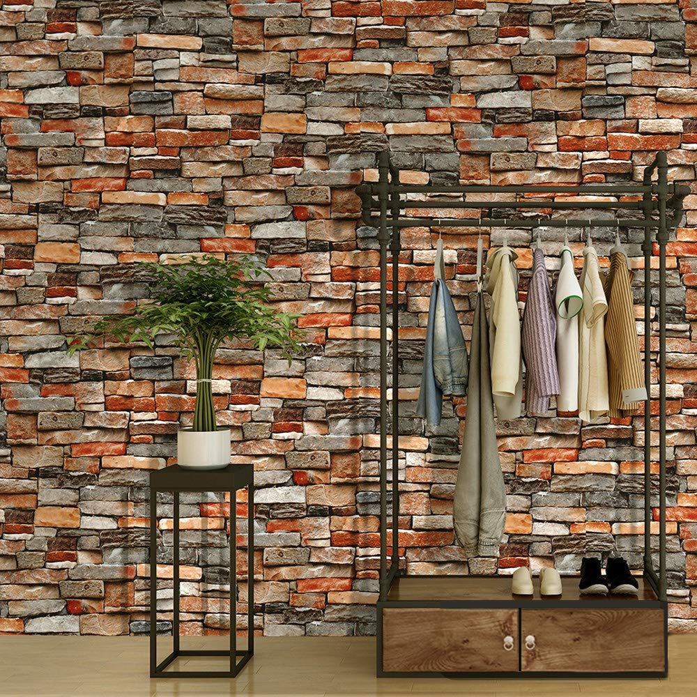 Stone Peel and Stick Wallpaper Rock Wallpaper-Stacked Stone Wallpaper-Faux Brick Wallpaper Stone Self Adhesive Removable Wallpaper Stone Contact Paper Backsplash Fireplace Vinyl Film 17.7”×118”