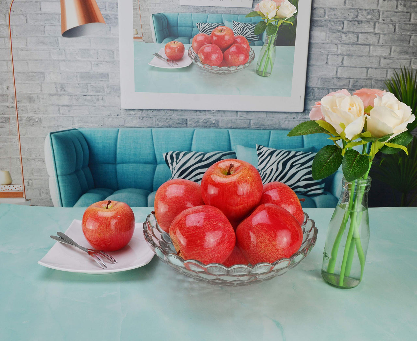 JEDFORE Fake Apples Artificial Red Apples Simulation Lifelike Fruit Set for Home House Kitchen Wedding Party Decoration Photography (8Pcs)