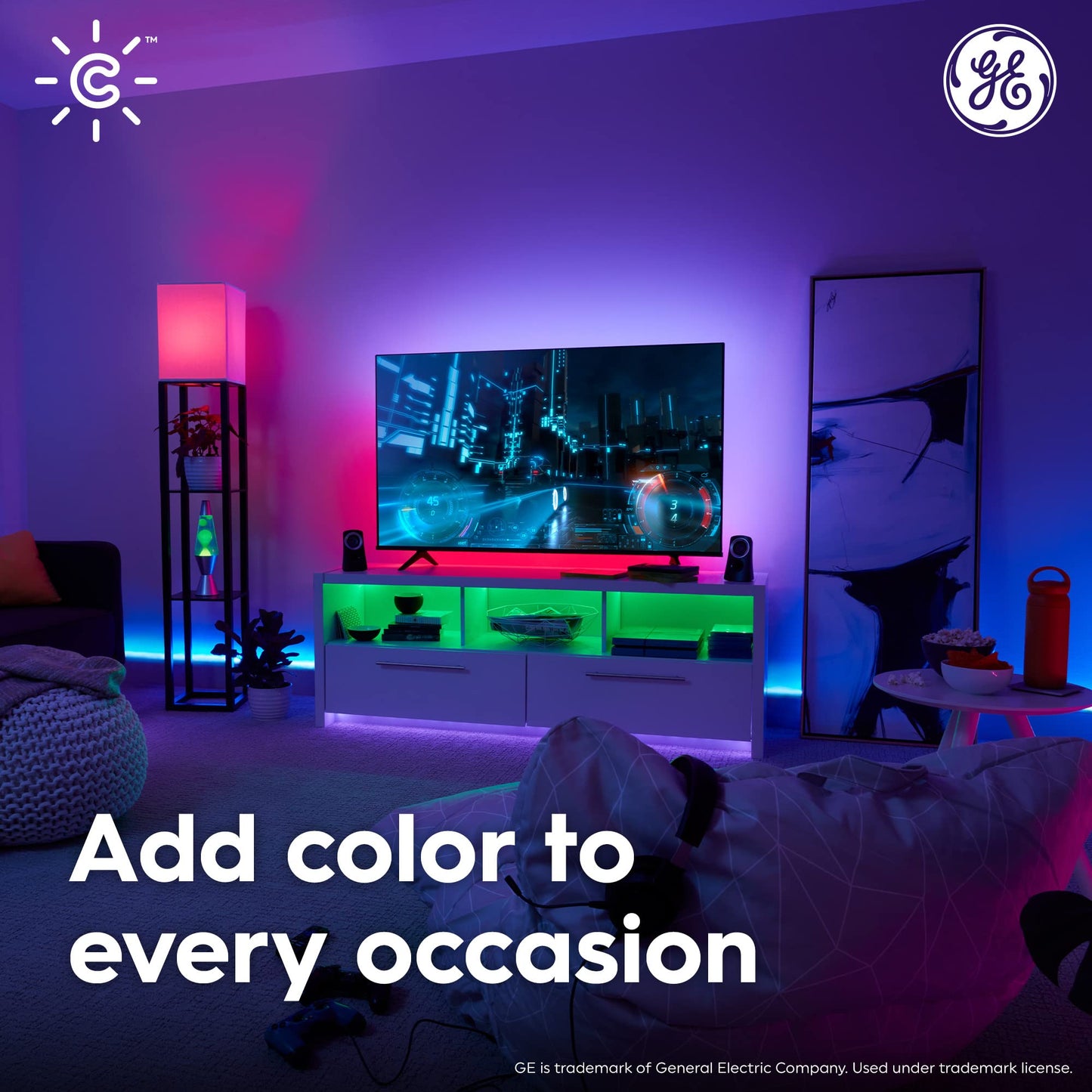 GE CYNC Smart LED Light Bulb, Color Changing Lights, Bluetooth and Wi-Fi Lights, Works with Alexa and Google Home, A19 Light Bulb (1 Pack)