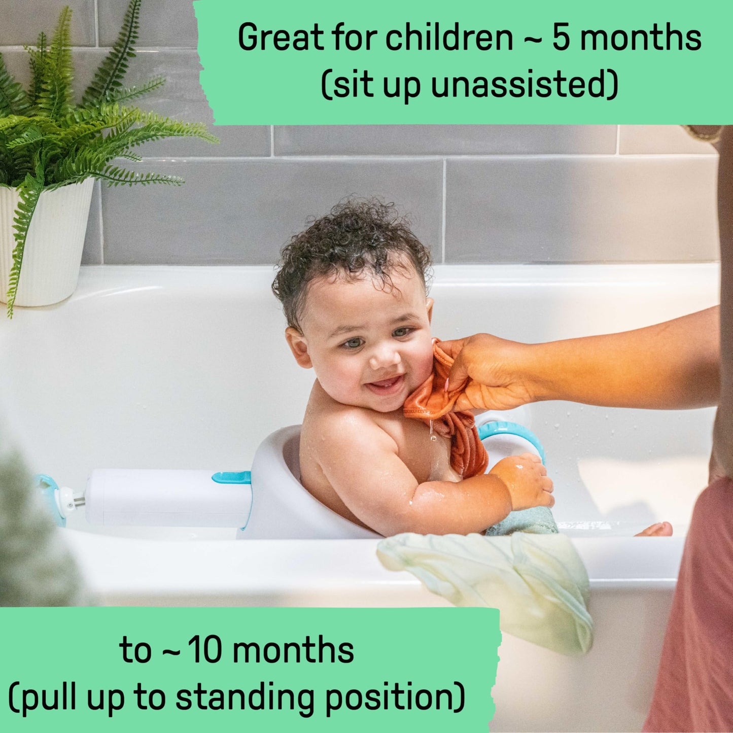 Summer My Bath Seat for Sit-Up Baby Bathing, Sure & Secure Suction Cups, ASTM Safety Tested & Approved, Backrest for Assisted Sitting, Easy Setup & Storage, Aqua