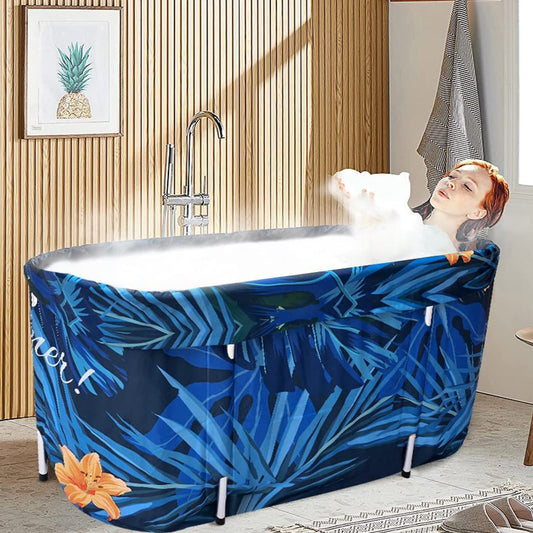SEAAN Portable Bathtub, Portable Bathtub for Adults, Ice Bath Foldable Bathtub with Lids and Thick Insulation Foam to Keep Temperature