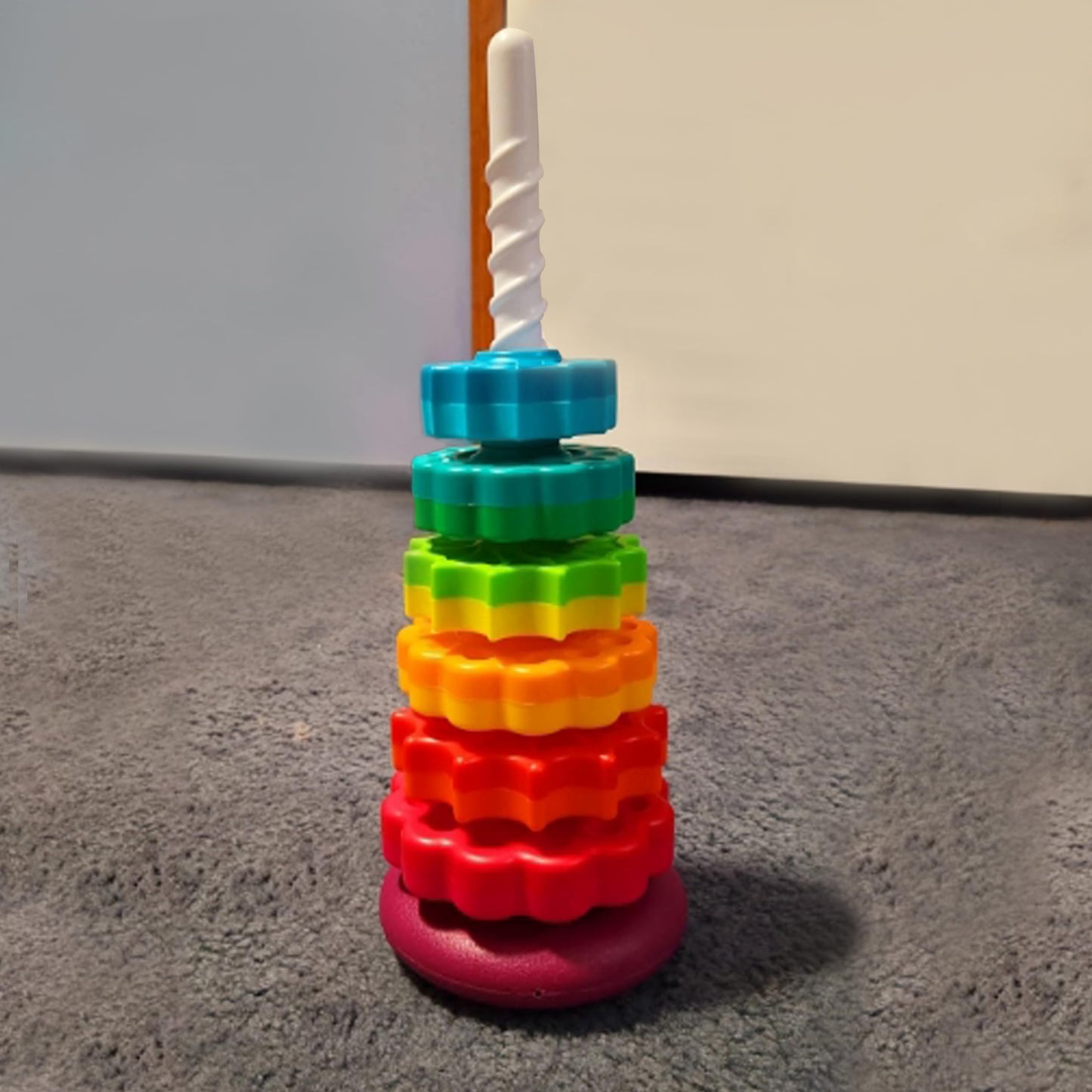 Baby Spinning Toy, Stacking Toy for Babies and Toddlers, Educational Toddler Learning Toys, Rainbow Spinning Wheel Toy for Focus, Dexterity, Brain Development, Interactive Learning stacking toys