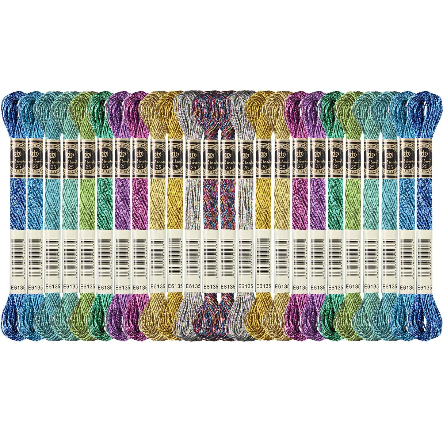 24 Pieces Metallic Embroidery Floss Multicolor Embroidery Skein Threads Glitter Embroidery Thread Cross Stitch Polyester Thread for Friendship