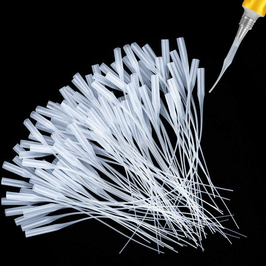 Hsei 200 Pcs Glue Micro-Tips Plastic Glue Bottle Tips Glue Extender Precision Applicator for Crafting, Lab Dispensing, Adhesive Dispensers