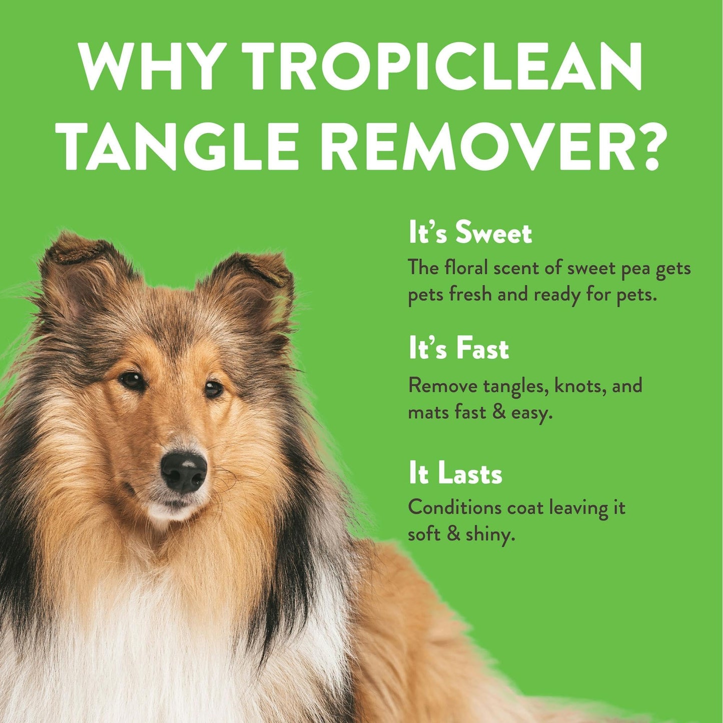 TropiClean Sweet Pea Cat & Dog Detangler Spray Dematting | Dog Conditioner Spray Derived from Natural Ingredients | Made in the USA | 16 oz.