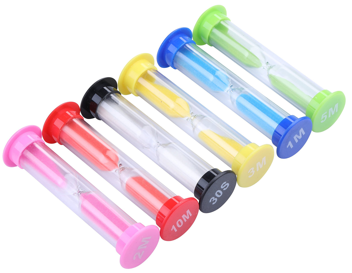 I-MART Plastic Sand Timer Sandglass Hourglass Sand Clock Timer 30 sec, 1 min, 2 mins, 3 mins, 5 mins, 10 mins (Pack of 6)