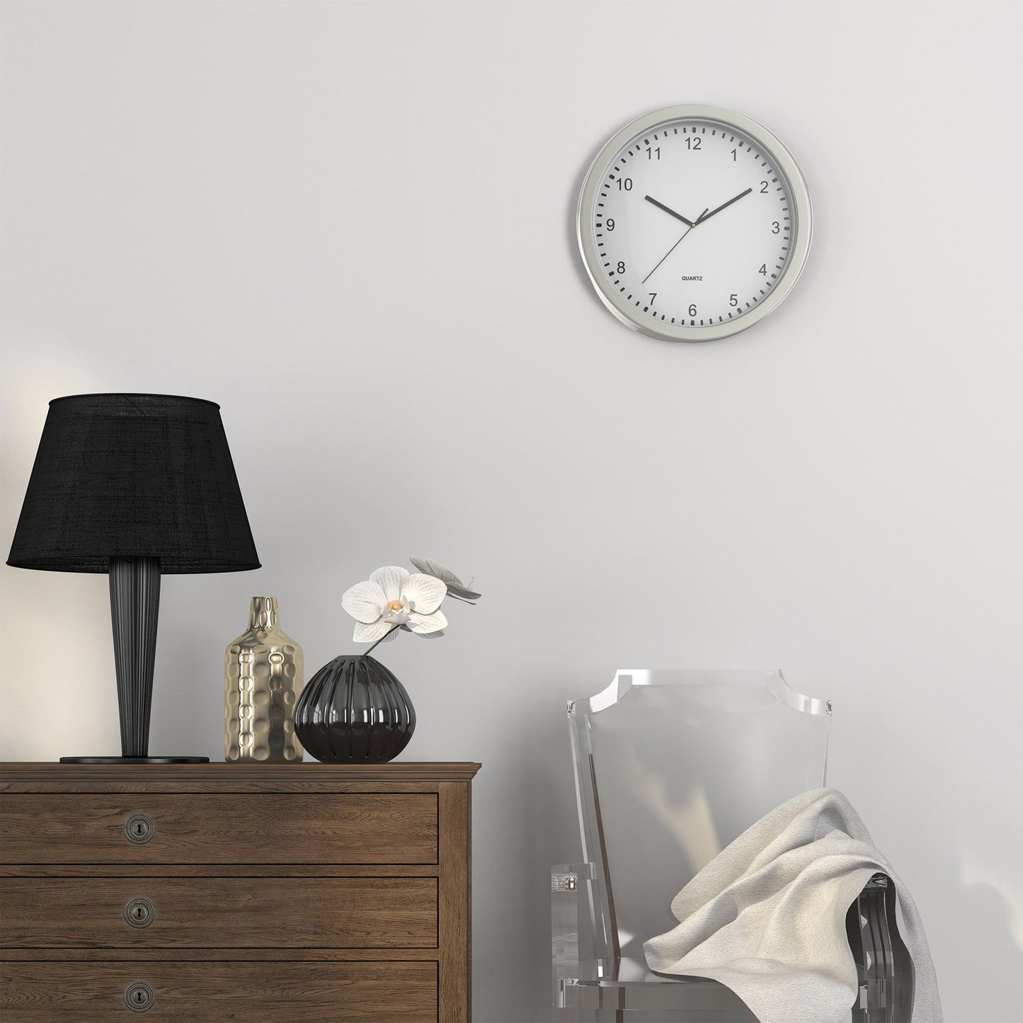Clock Safe:10-Inch Battery-Operated Analog Clock with Hidden Wall Safe for Jewelry, Cash, Valuables, and More by Trademark Home (Silver)