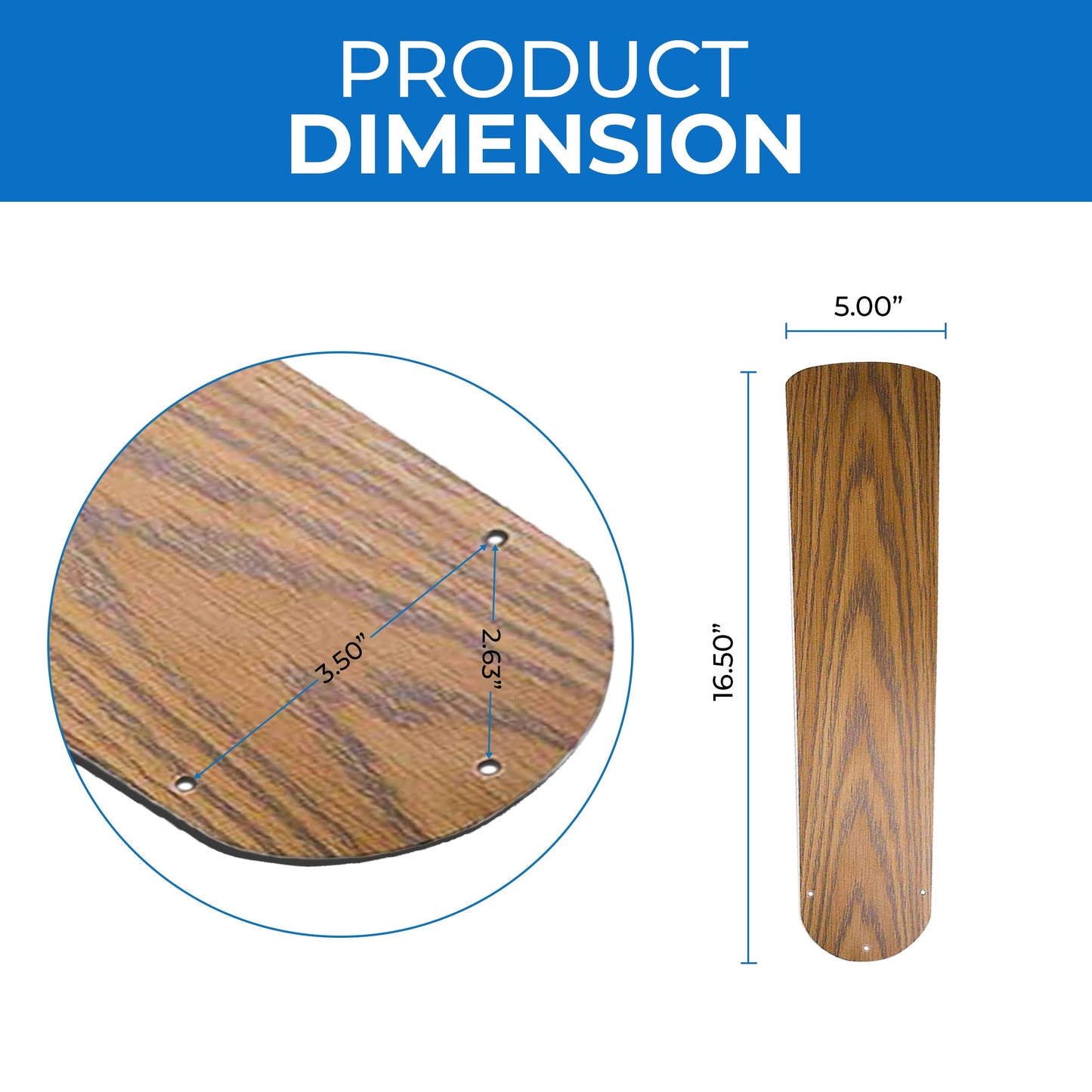 OHLECTRIC 5PCS 16 ½ Inches Fan Blades - Fan Replacement Blades For 42-inch Ceiling Fan - Substitution for Broken Blades - High-Performance Ceiling Fan Blades - Indoor Use, Oak/Walnut - OL-40489